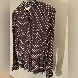 Women’s Loft Navy white polka dot medium long sleeve